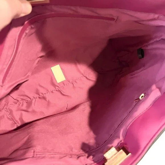 Malibu Skye Tote Large Fuchsia Gold Chain Double Handles Shoulder Bag New - Picture 7 of 7